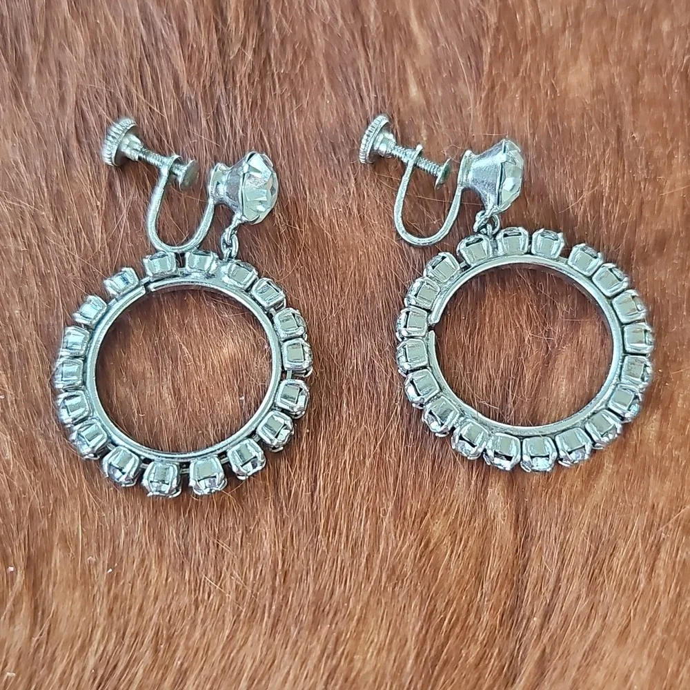Vintage, Clip On Crystal Earrings